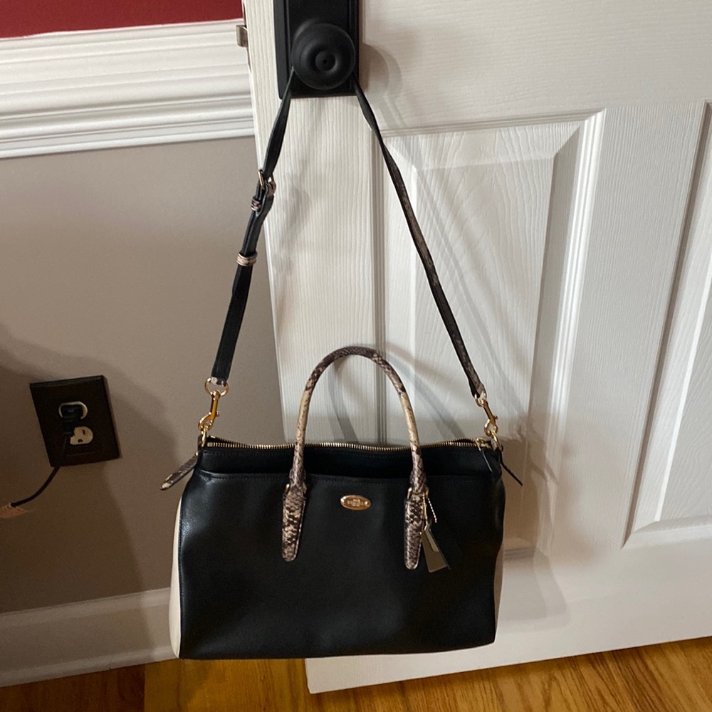 COPY - Coach Purse black and cream with snakeskin handles